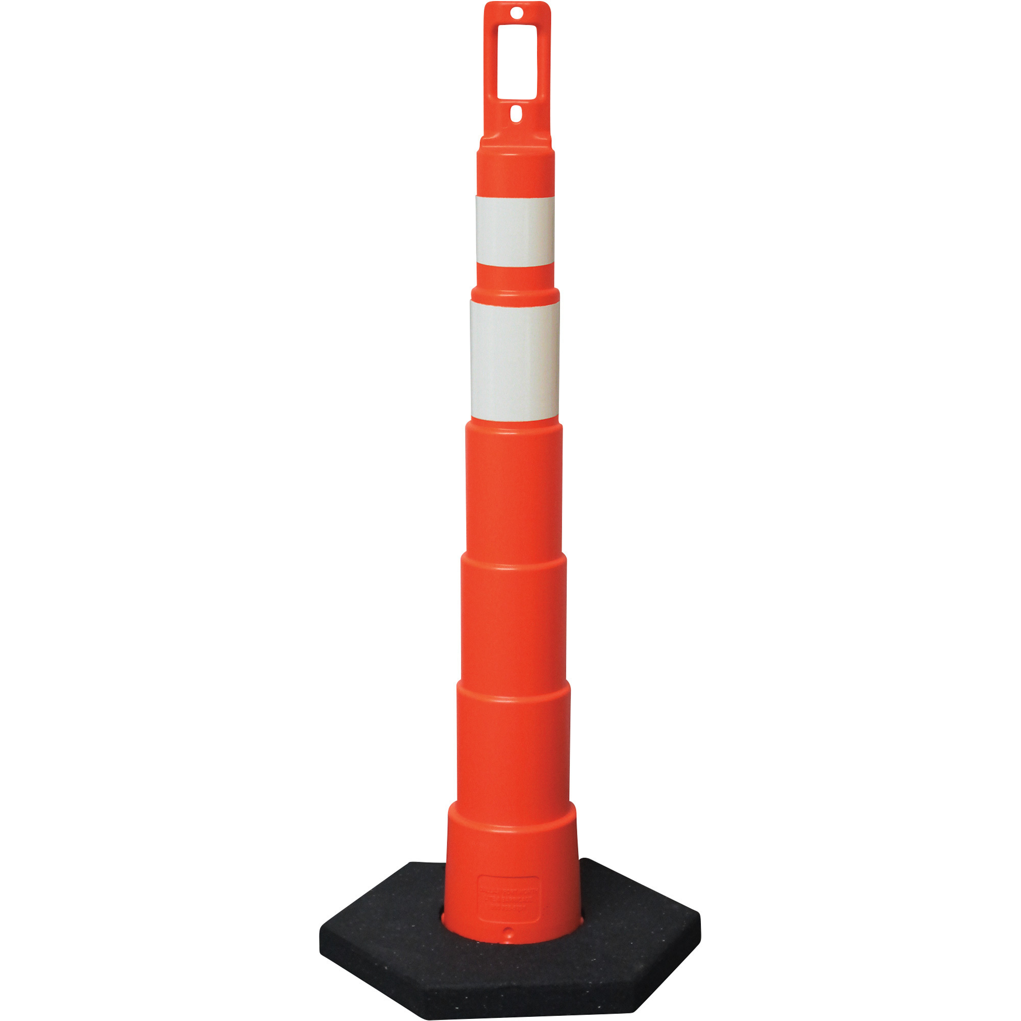 Plasticade Navicade Slim Channeler Traffic Post with 16-Lb. Base, Orange, 49 1/2in.H x 4in.D x  20 1/4in.W, Model# 650R1-O-4-6-W-EG-RB16